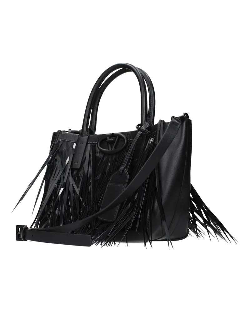 Valentino Garavani Women's Fringed Leather Shoulder Bag Black Black