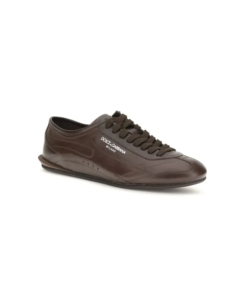 Dolce & Gabbana Calf Leather Low-Top Sneakers — Brown Brown