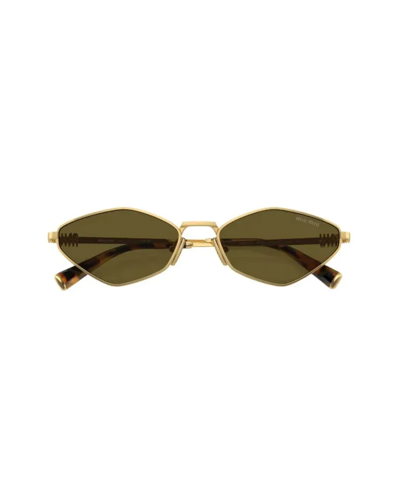Miu Miu SMU56Z5AK09Z Oval Metal Sunglasses — Gold Gold