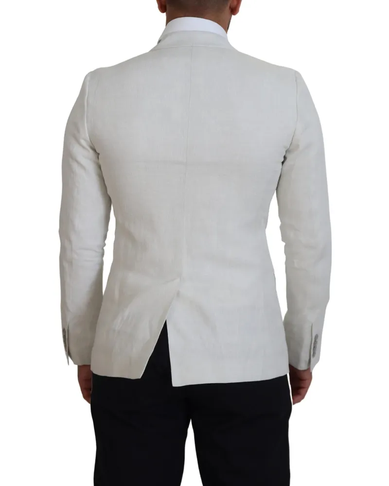 Dolce & Gabbana Men's White Linen Slim Fit Jacket Blazer Clothing White