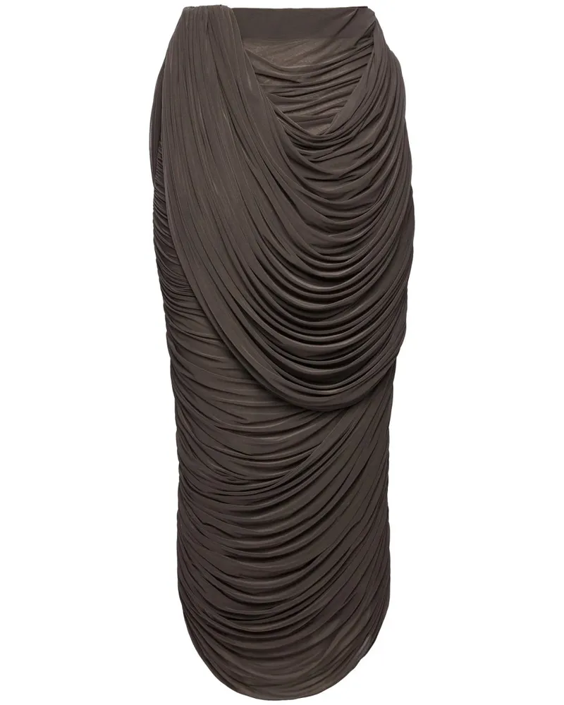 Magda Butrym Cupro Midi Skirt — Brown Brown