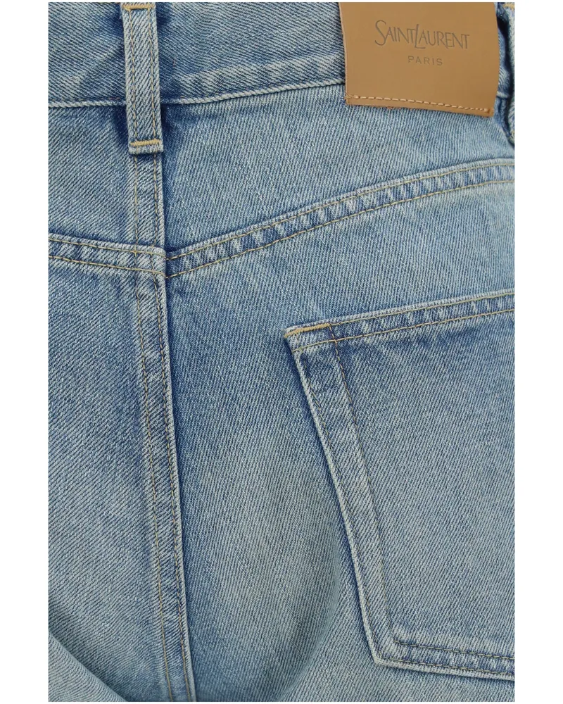 Saint Laurent Women's Jeans Authentic Straight Medium Blue Cotton Blue