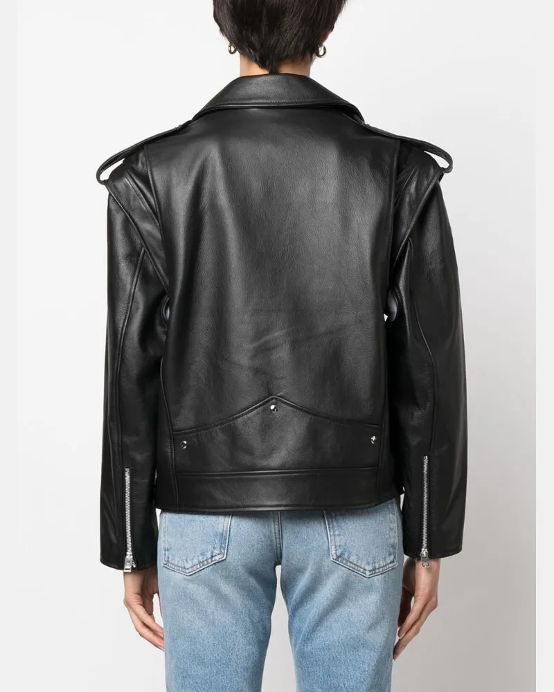 ARMARIUM Lambskin Leather Biker Jacket — Black Black