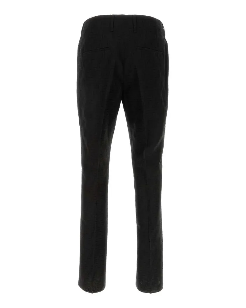 Fendi Men's Black Linen Blend Pant Nero Exterior: Cotton Pantaloni Black