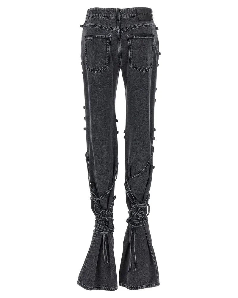 Alexander McQueen Women's Black Cotton Flared Jeans Clothing Black