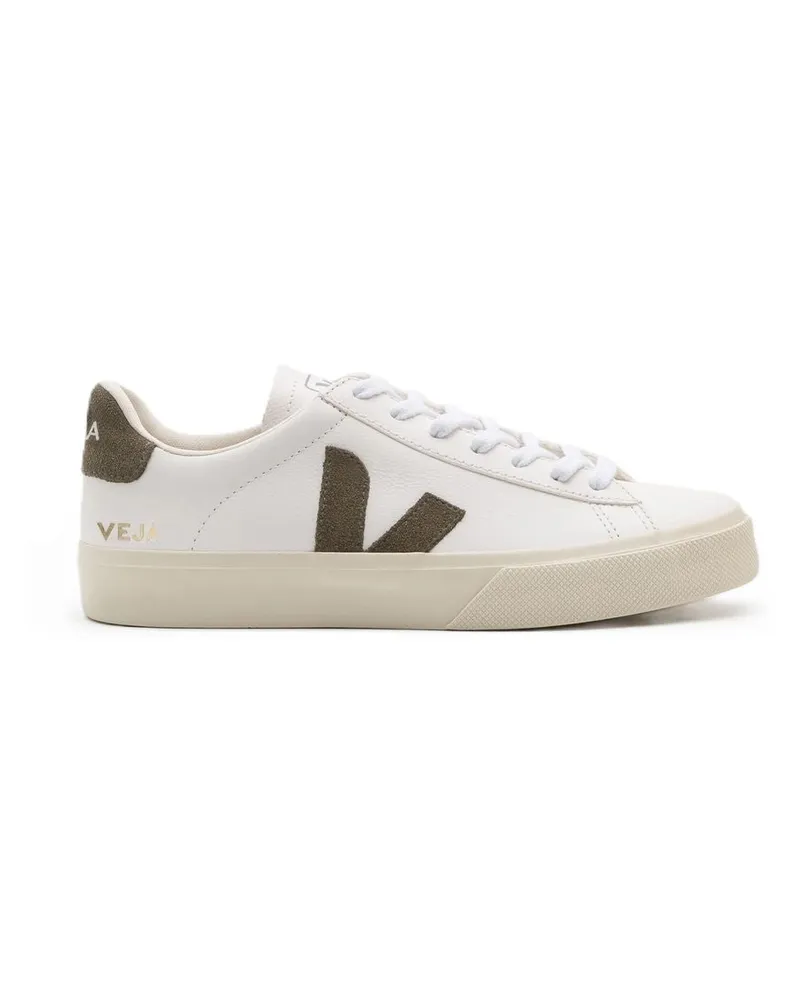 VEJA Men's Campo Sneakers -  White-Khaki Leather Calfskin Shoes White