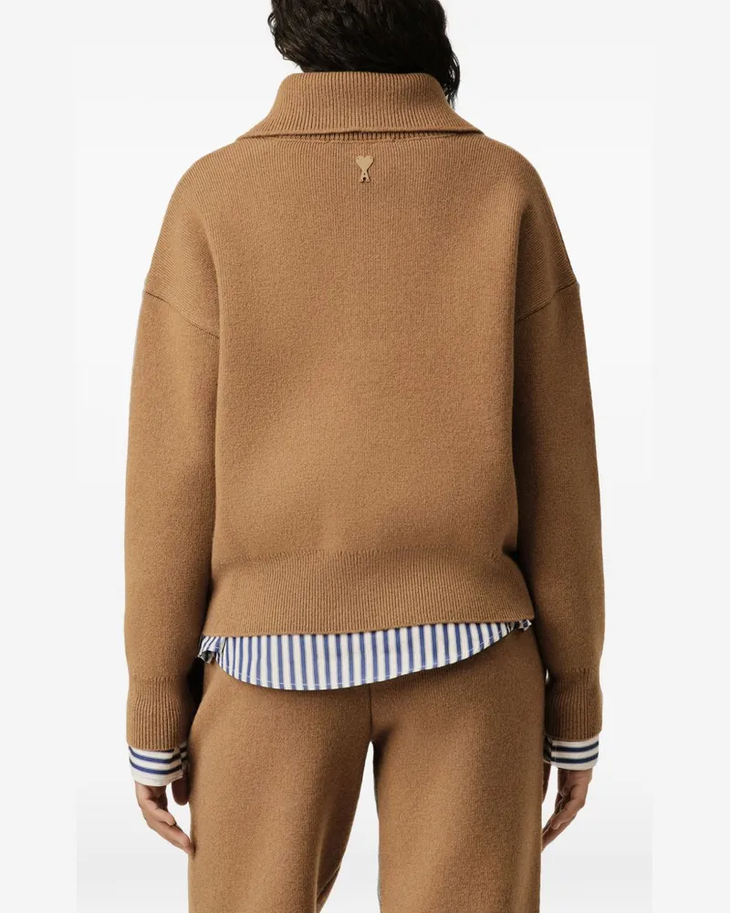 AMI Paris Wool Turtleneck Sweater — Camel Camel