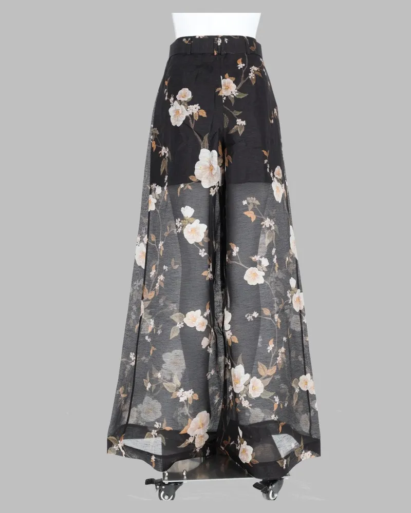Zimmermann Pleated Linen-Silk Trousers — Black Black