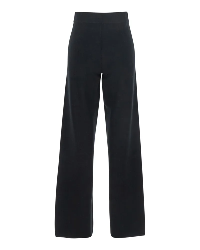 Max Mara Women's Black Palazzo Pants With Elastic Waist Viscose Trousers Black