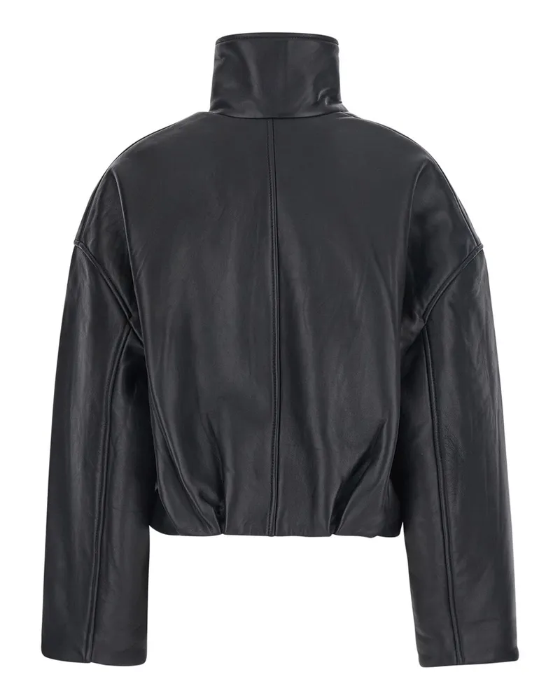 ROTATE Birger Christensen Women's Oversized Leather Jacket Black Coat Black
