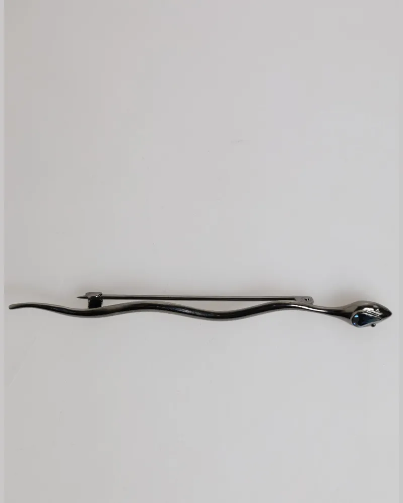 Dolce & Gabbana Black Brass Crystal Spilla Serpente Mens Brooch Pin Accessory Black