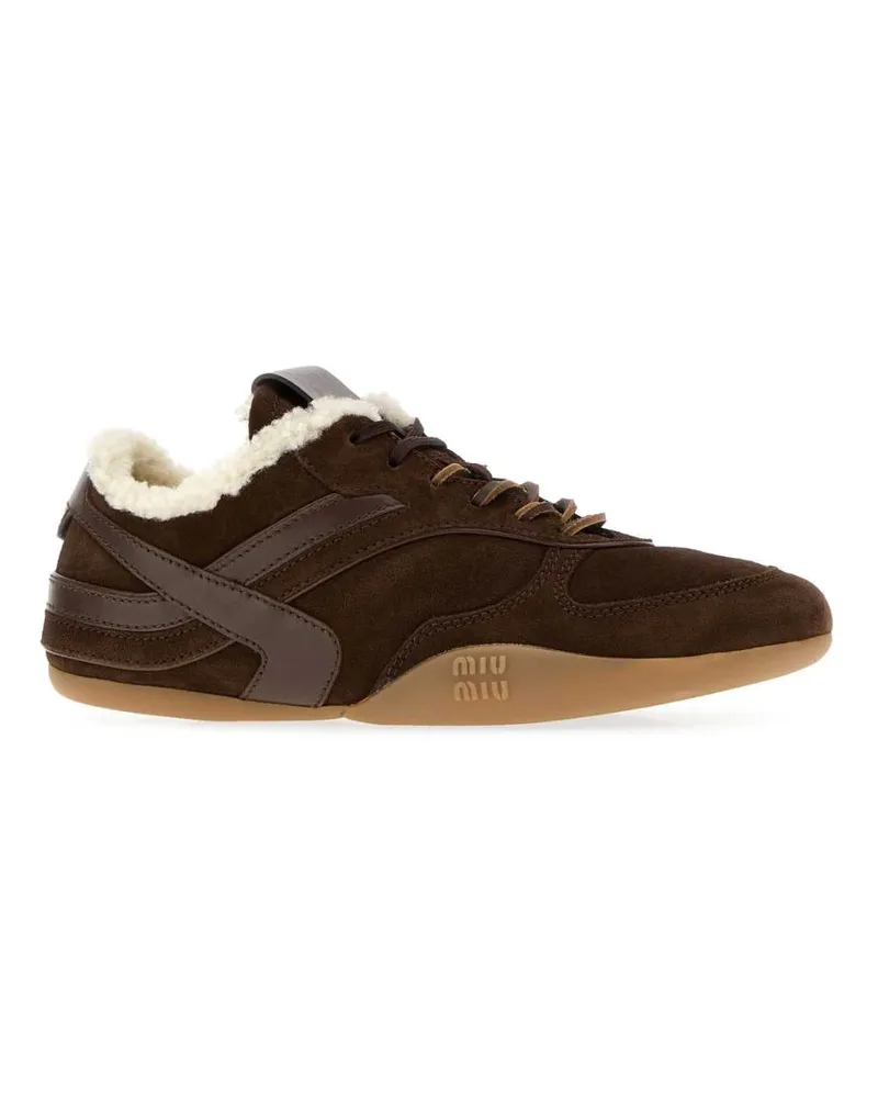 Miu Miu Women's Brown Suede Sneakers Moro Brown