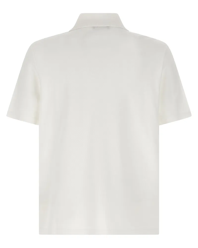 Balmain Men's Bicolor Cotton Polo Shirt White