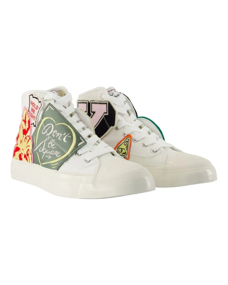 Kenzo Men's Hoshi High Top Vulcanized Sneakers -  Cotton Multicolor Shoes White