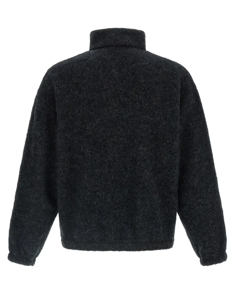 Jil Sander Wool Fleece Half-Zip Sweatshirt — Black Black