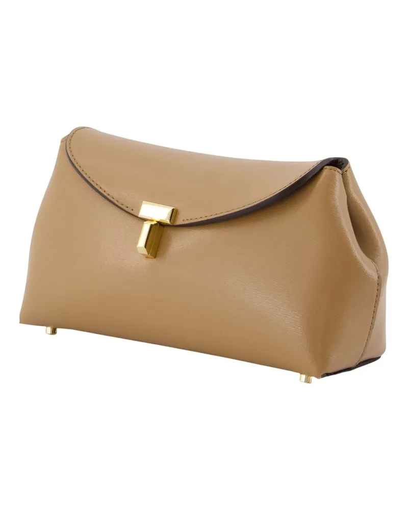 Totême Women's Mini T-Lock Clutch -  Leather Brown Cowhide Bags Clutches Brown