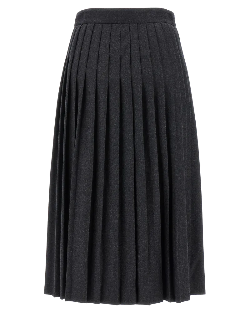 Prada Women's Gray Virgin Wool Midi Skirt Gray
