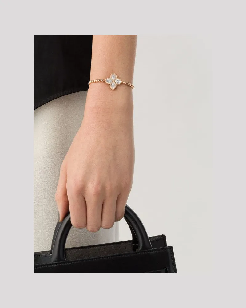 Roberto Coin Women's 18kt Rose Gold Mother Of Pearl Princess Flower Diamond Bracelet Continuty Rose