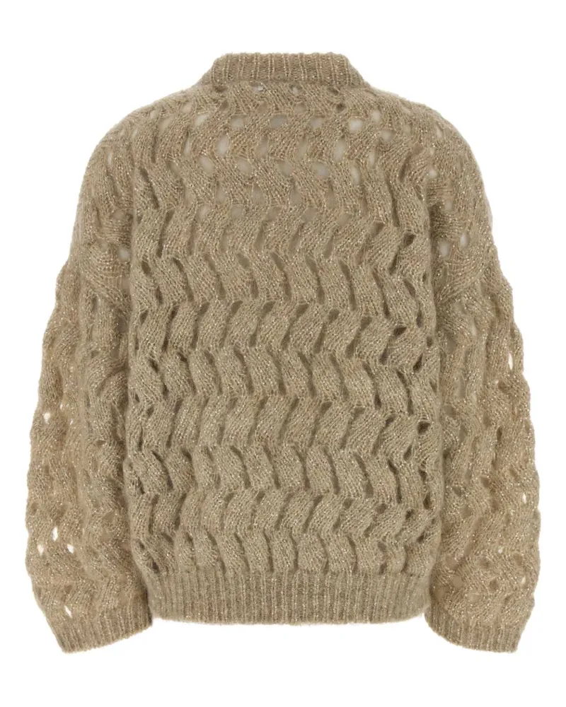 Brunello Cucinelli Women Sand Mohair Blend Oversize Sweater Light Beige Maglieria Beige