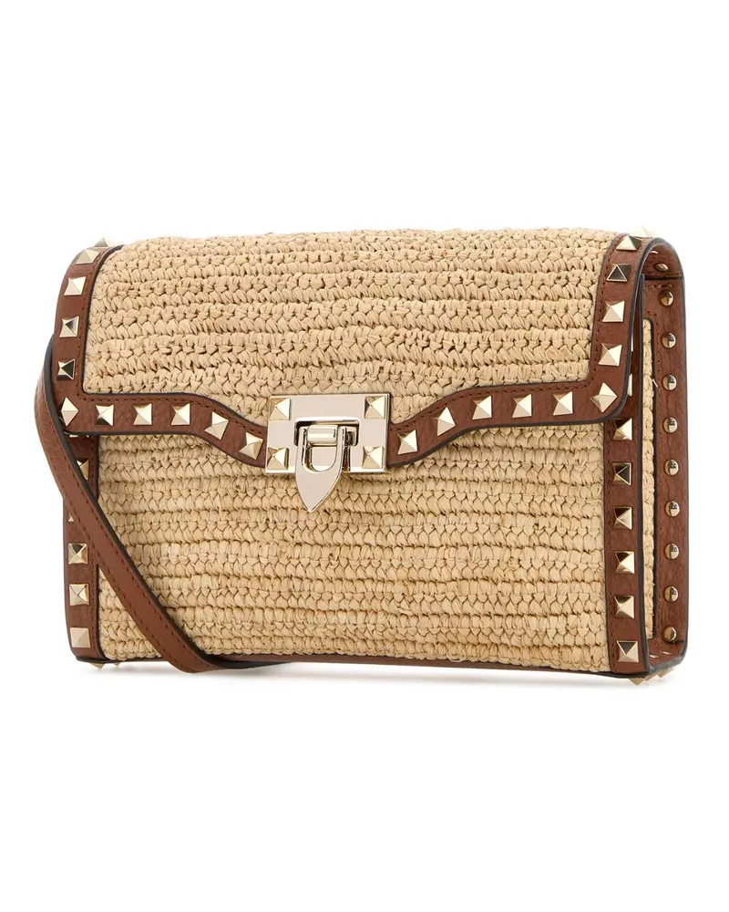 Valentino Garavani Women's Raffia Rockstud Crossbody Bag Naturaleselleria Borse A Tracolla Beige