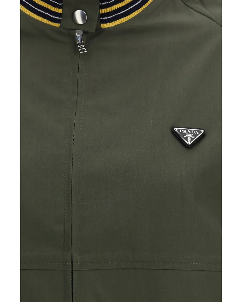 Prada Women's Technical Canvas Blouson Militare Polyester; Cotton Jacket Green