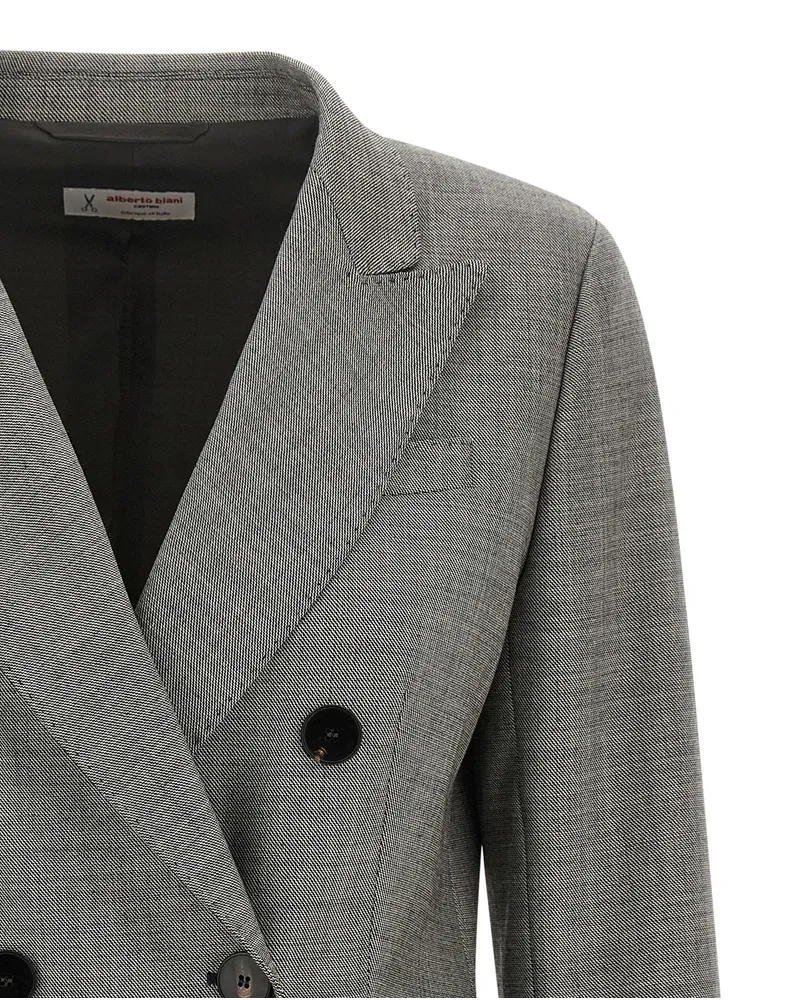 Alberto Biani Double-Breasted Virgin Wool Blazer — Grey Grey