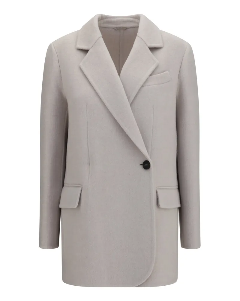 Brunello Cucinelli Women's Jacket Single-Breasted Wool & Cashmere Chiglia Merino Beige