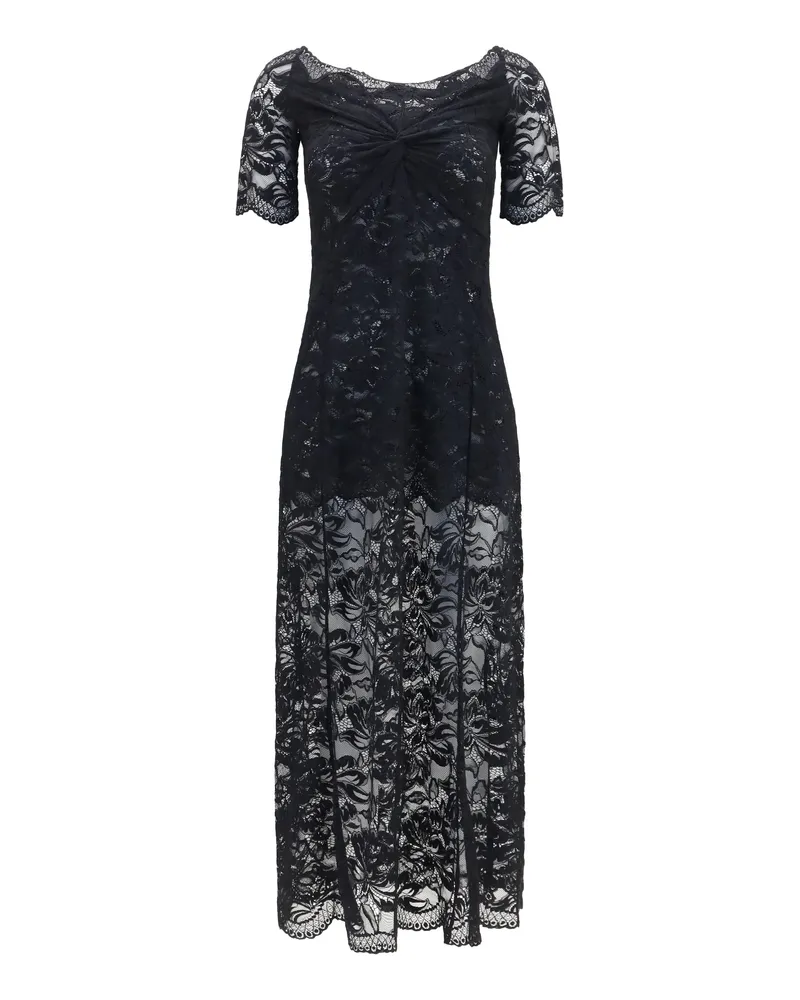 Paco Rabanne Women's Long Dress Floral Lace Black Polyamide 