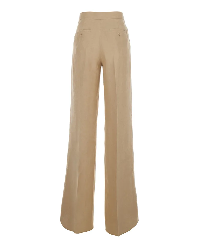 Max Mara Women's Trousers, Beige Linen Beige
