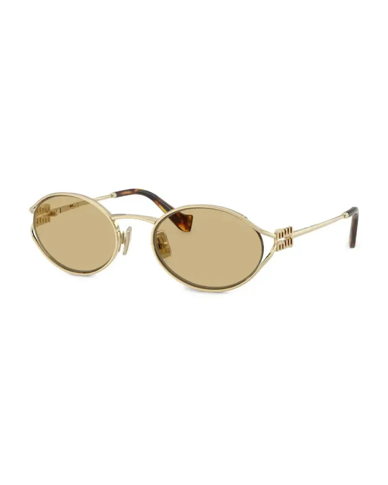 Miu Miu SMU52YC054EZVN Round Frame Sunglasses — Gold Gold