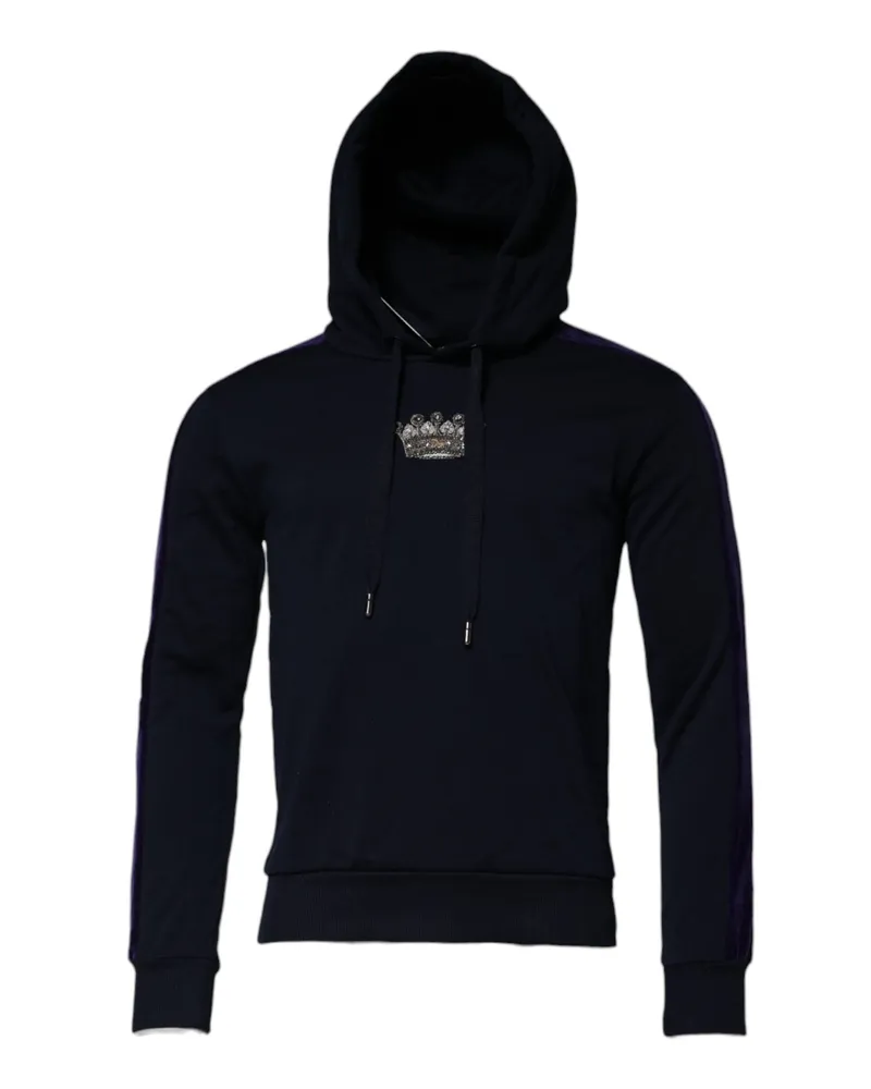 Dolce & Gabbana Men's Black Crown Cotton Hooded Sweatshirt Sweater Polyester Clothing Black