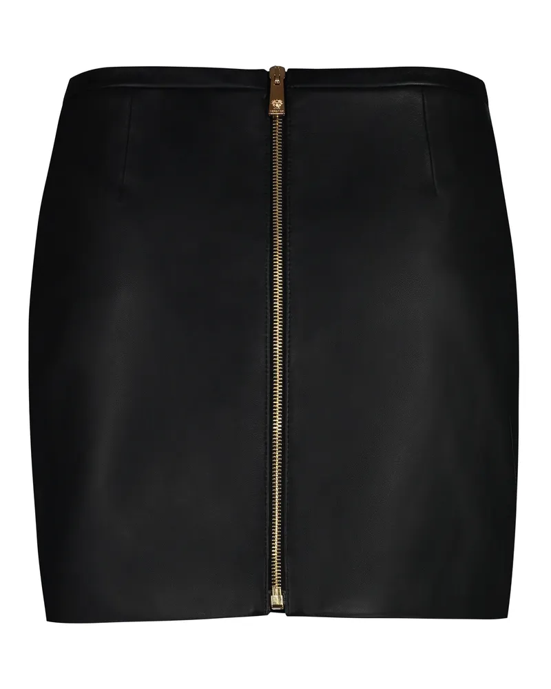 Versace Women's Leather Mini Skirt Black Lamb Black