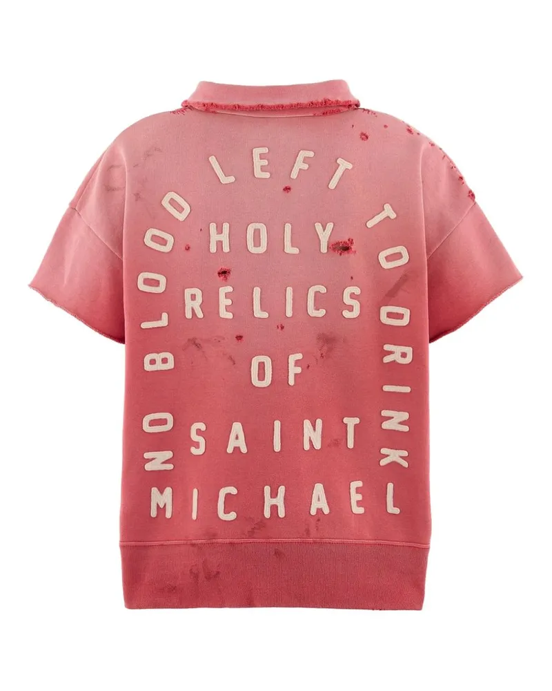 SAINT MXXXXXX Logo-Embroidered Cotton Polo — Rose Rose