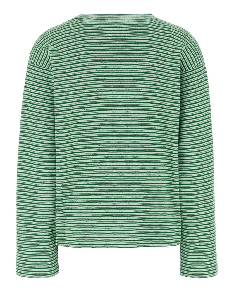 Miu Miu Striped Cotton Blend T-Shirt — Green Green