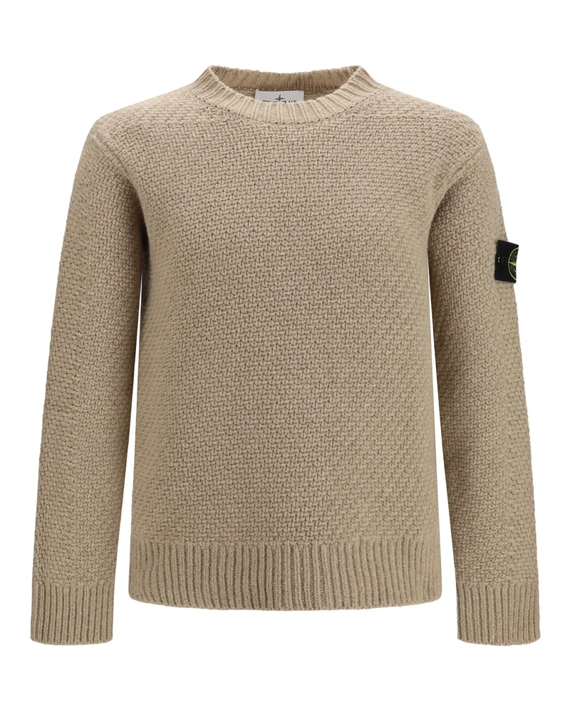 Stone Island Basket-Knit Lambswool Sweater — Beige Beige