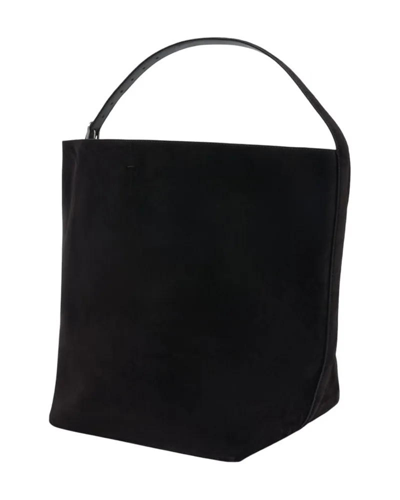 Totême Women's Belted Shopping Bag -  Leather Dark Brown Cowhide Totes-Shopping-Bags Black