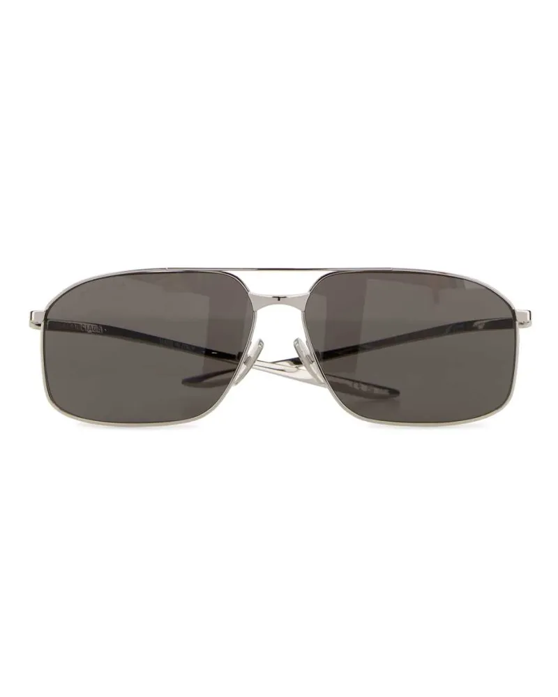 Balenciaga Women's Silver Metal Monday Sunglasses Black Occhiali Da Sole Silver