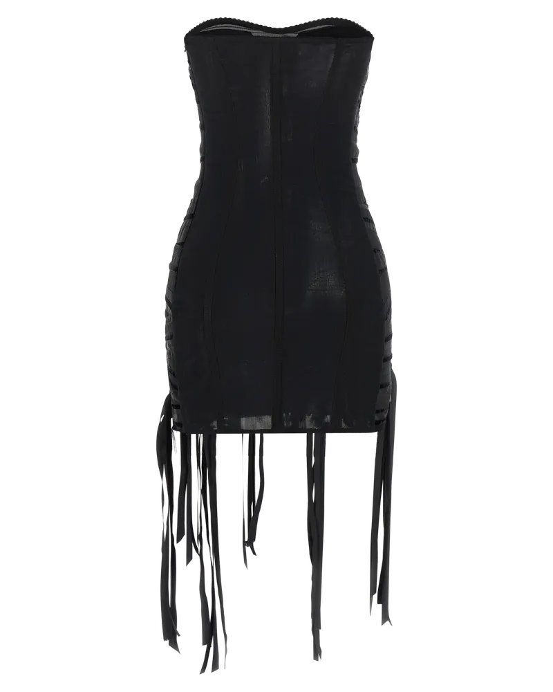 ATTICO Tulle and Velvet Band Dress — Black Black