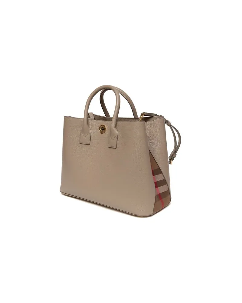 Burberry Leather Top Handle Bag — Beige Beige