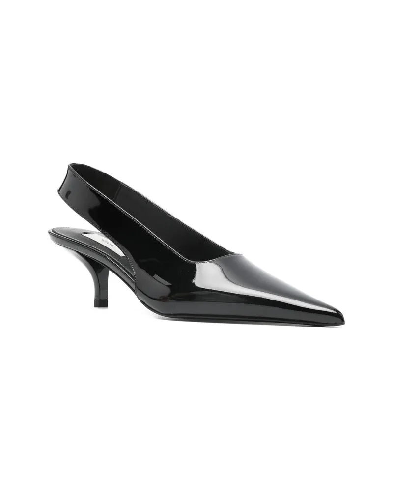 Totême Patent Leather Pointed-Toe Slingback Heel — Black Black