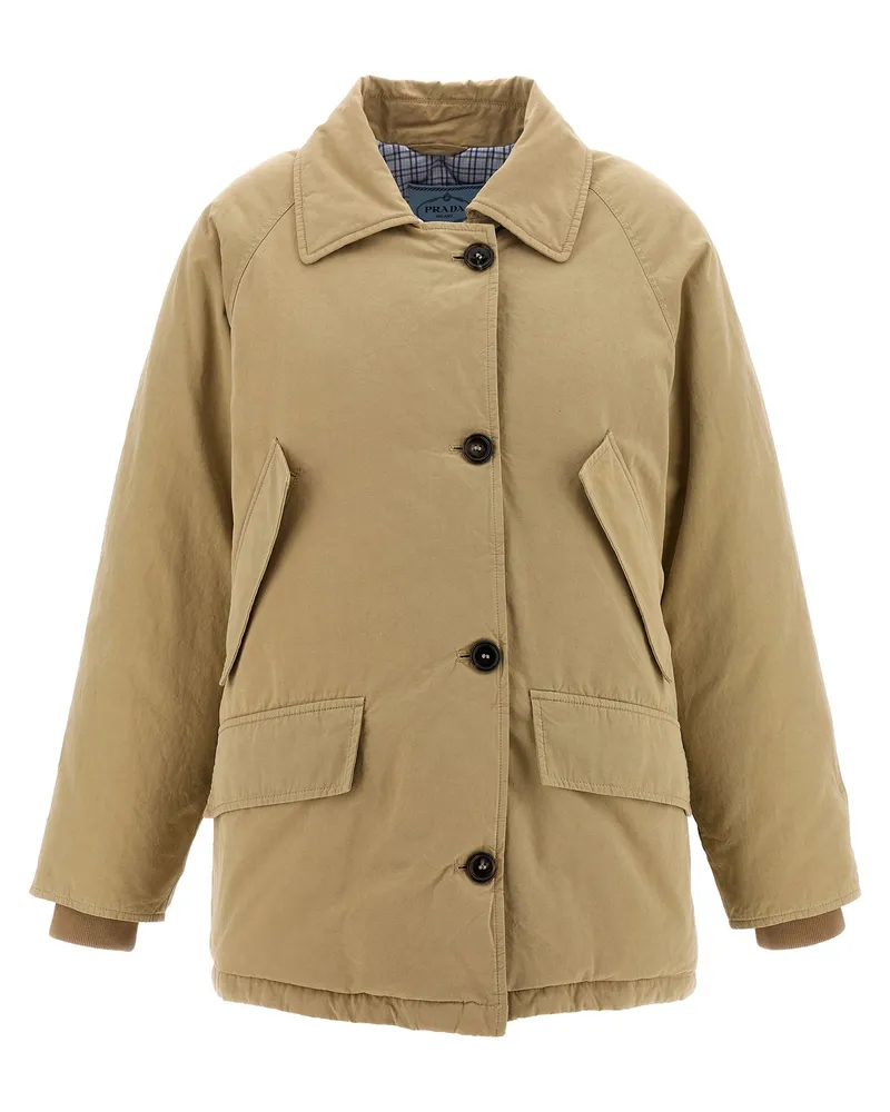 Prada Fur Collar Cotton Jacket — Beige Beige