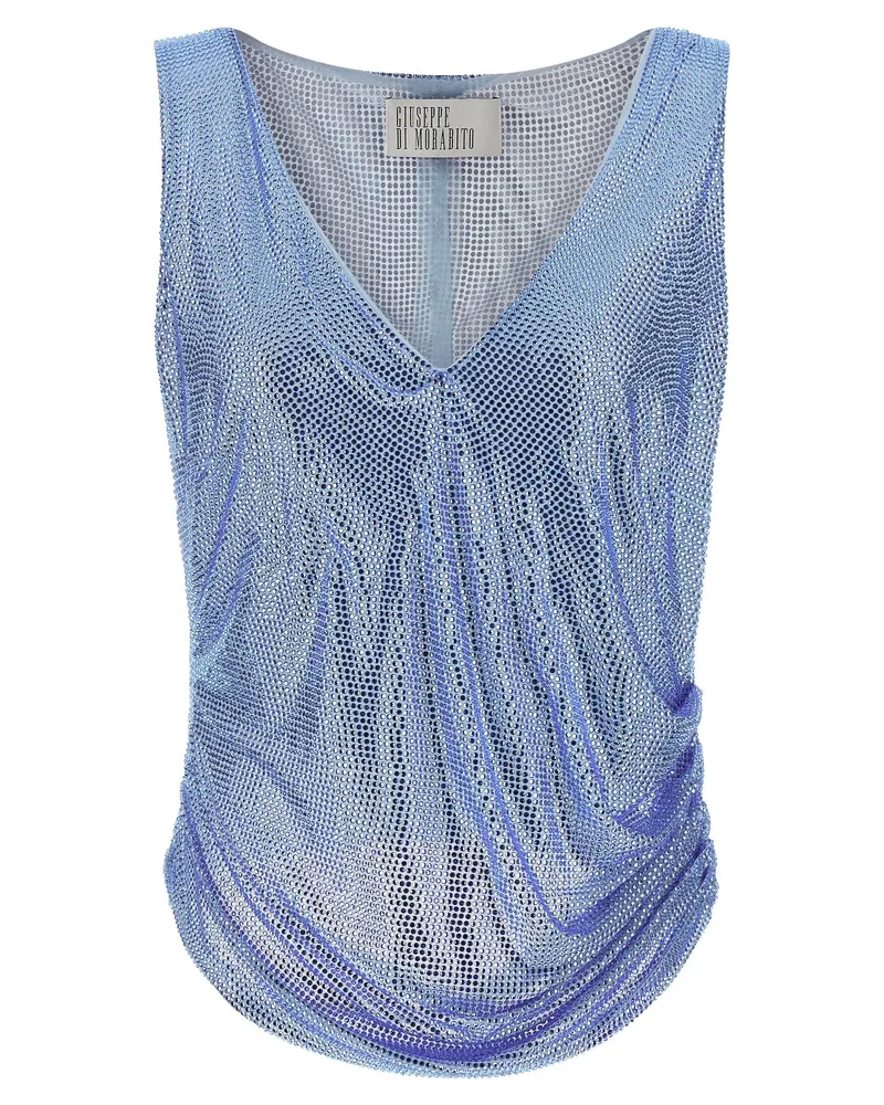 Giuseppe di Morabito Mesh and Feather Tank Top — Blue Blue