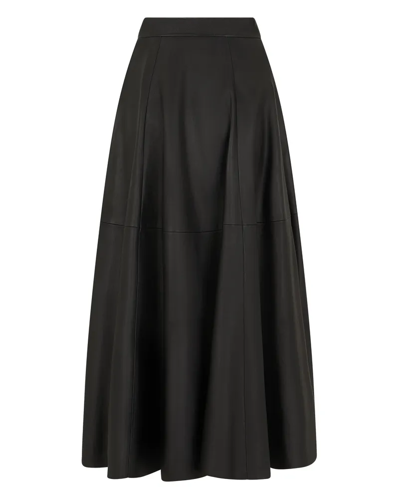 Raquel Diniz Women's Midi Flared Leather Skirt Black Black