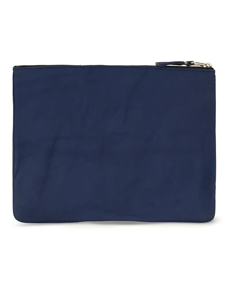 Comme des Garçons Vintage-Effect Leather Pouch — Navy Navy