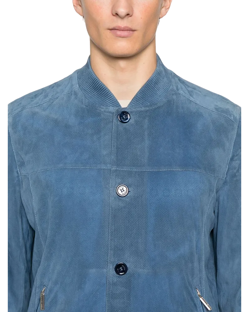 Stefano Ricci Women's Traforat Bomber Jacket Ss25 M Blue