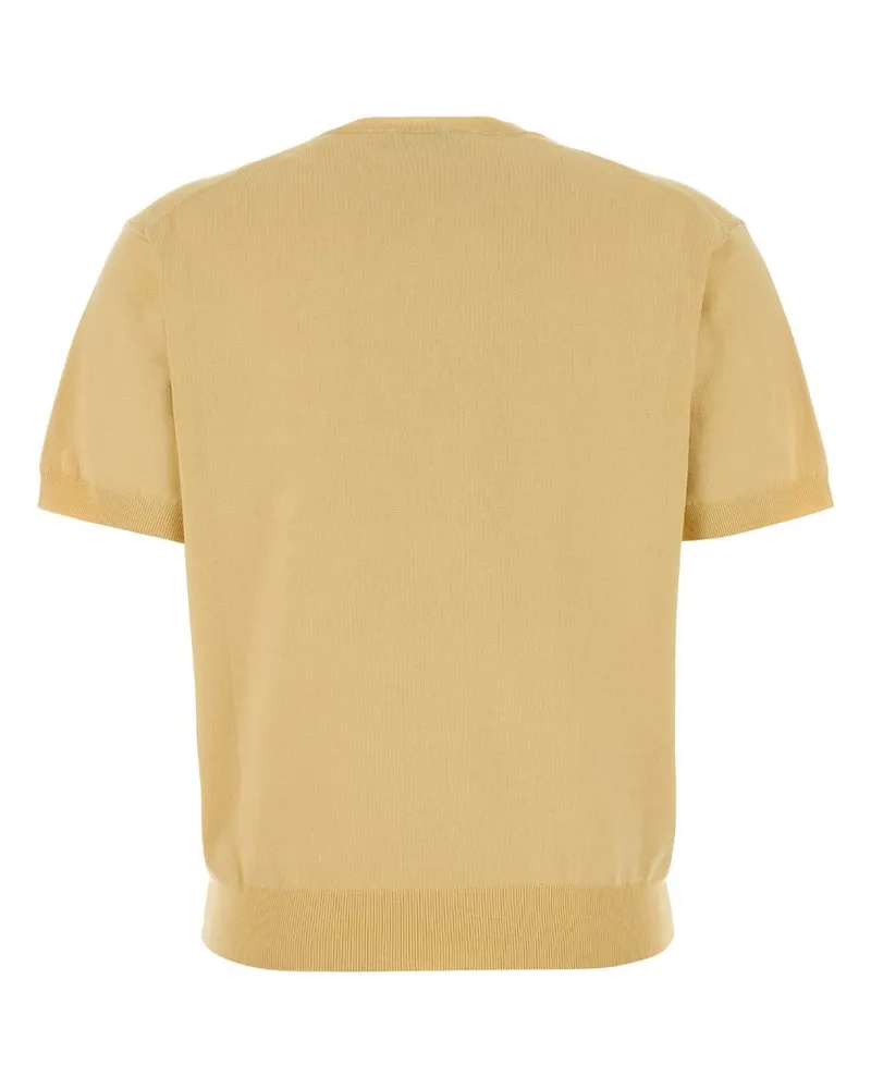 Prada Women's Yellow Knit T-Shirt Crema+amaranto Exterior: Recycled Silk Nylon Yellow