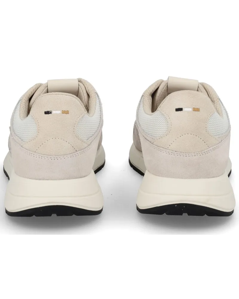 HUGO BOSS Monogrammed Leather Sneaker — White White