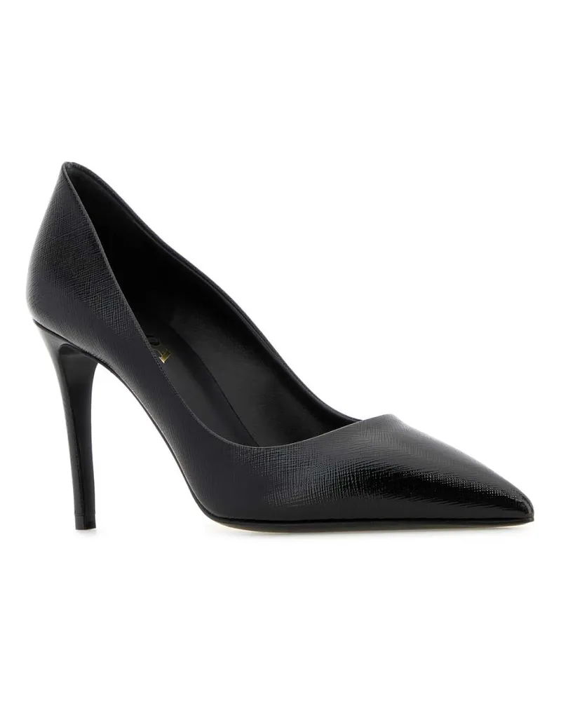 Prada Women's Black Leather Pumps Nero Scarpe Con Tacco High Heel Shoes Black