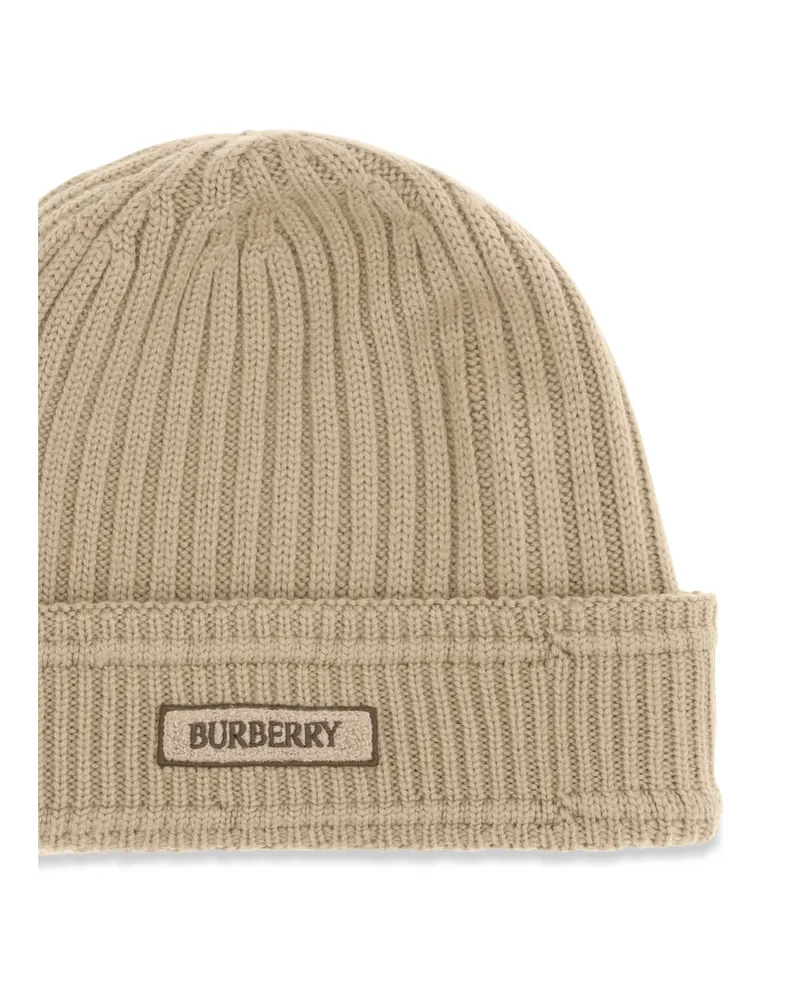 Burberry Men's Wool Beanie Sand Merino Hat Beige