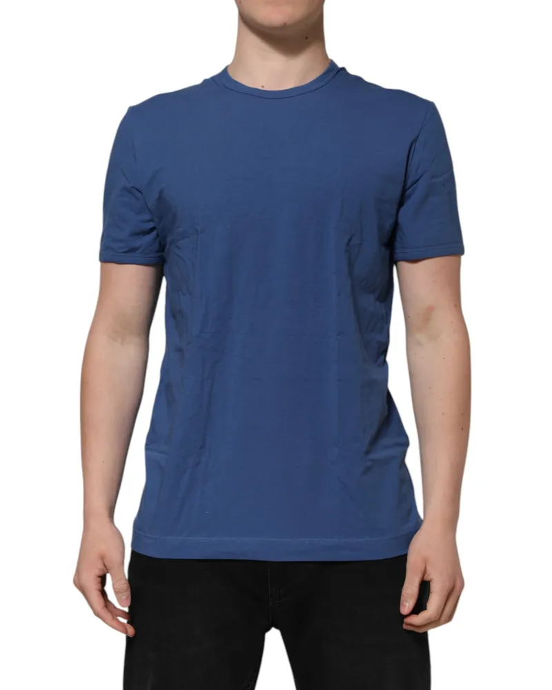 Dolce & Gabbana Blue Cotton Men Round Neck Underwear T-Shirt Elastane Blue